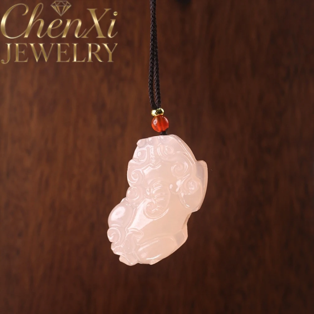 Natural Ice-Colored Pink Jade Buddha's Pendant Auspicious Clouds Lock Peaceful Symbol Fan Lotus Flower Nine Tails Fox Pendant