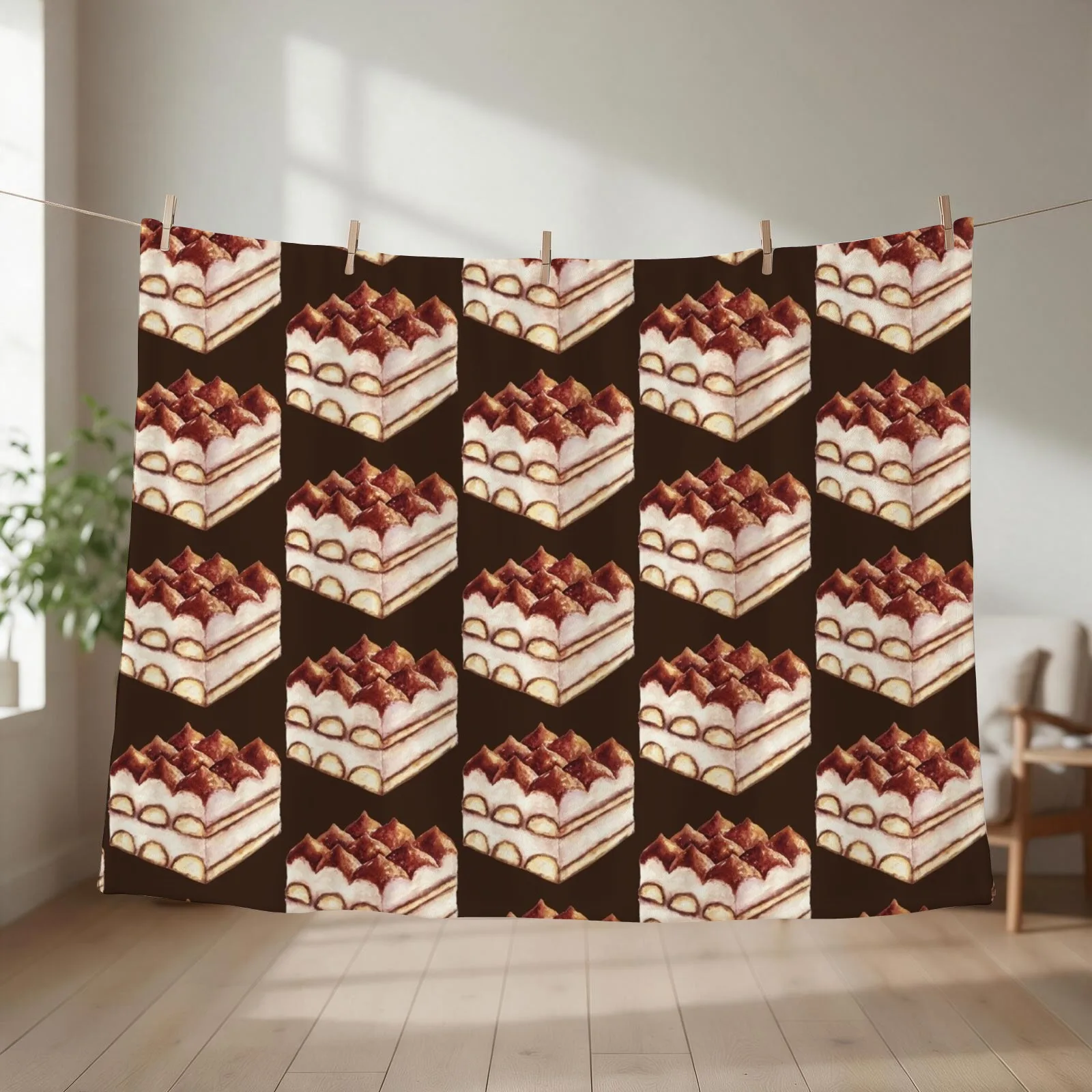 Italian Tiramisu Cake Throw Blanket couch cozy soft plush fuzzy picnic outdoor blanket