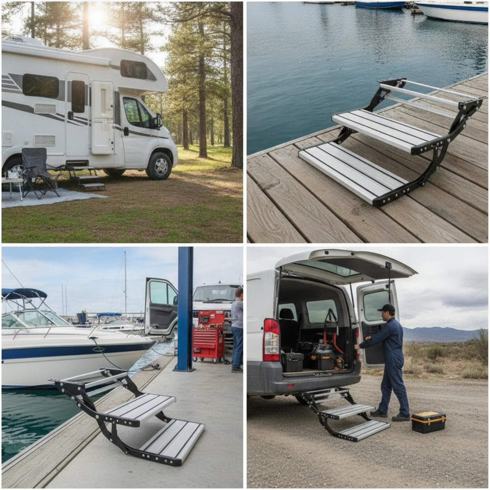Manual RV Step Anti-Slip Retractable Rv Step Wear-Resistant Long-Lasting for Boat Owners, Recreational Vehicle, Motorhome