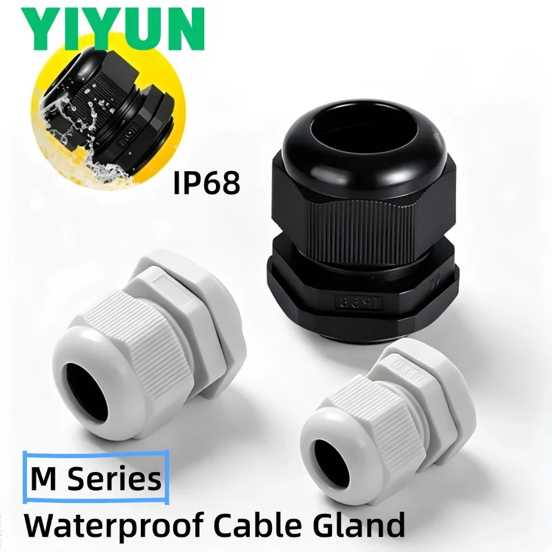 5-10PCS M Series Black White Cable Gland IP68 Waterproof Entry Nylon Plastic Connector Joint Fittings M8 M10 M12 M16 M18 M20 M25