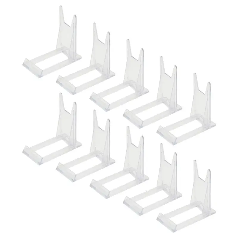 DT19 10 Pack Clear Plastic Display Stand Holder for Plate Book Card Photo Tableware Home Office