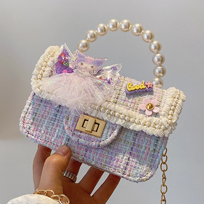 Sanrio New Girls' Bags Fashion  My Melody Kuromi  Cute Princess Bag Little Girl Western Style Messenger Bag Fashion hello kitty