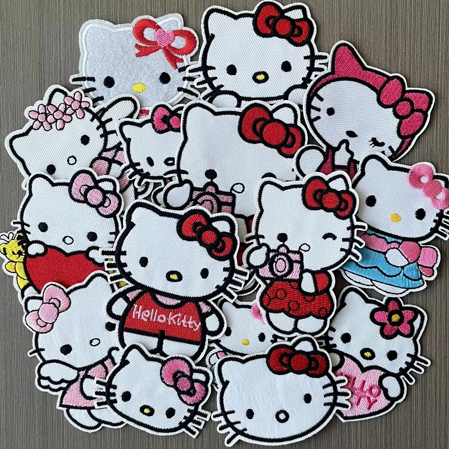 7/15Pcs Hello Kitty Cartoon KT Cat Series For Child Clothes Iron on Adhesive Embroidered Patches For Sew DIY Hat Jeans Applique