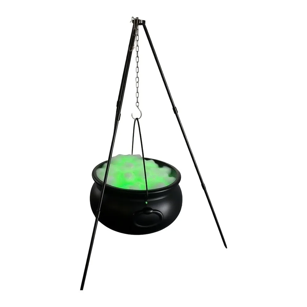 Witchs Cauldron Halloween Decor on Tripod Frame for Yard Porch Garden Display with Ambient Nighttime Lighting Witchs