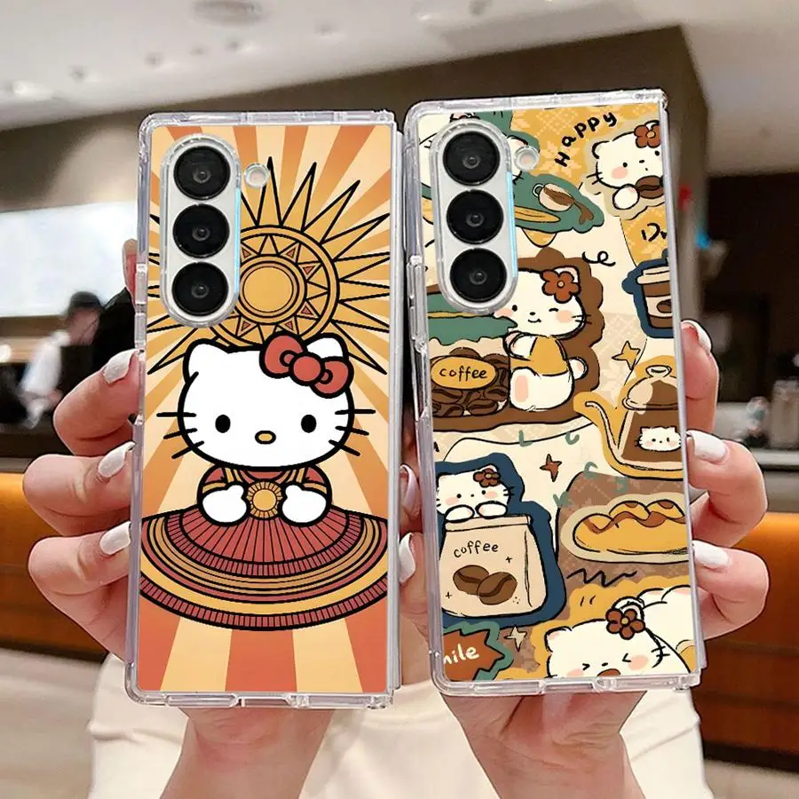 سانريو S جميلة مرحبا كيتي شفافة لينة غطاء الهاتف حقيبة لهاتف سامسونج غالاكسي ZFold7 ZFold6 ZFold4 ZFold5 Z أضعاف 7 6 5 4 3 #1
