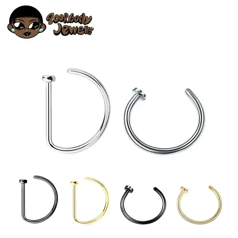 G23 Titanium Nose Ring 18G 20G D Shape Nose Hoop Stud Ear Cartilage Piercing Nose Nostril Piercing Nariz Body Jewelry Piercing