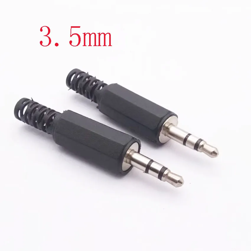 10PCS/Lot 3.5mm HeadPhone Connector Male Stereo Audio Plug 3.5 mm With Black Plastic Housing Audio Jack Plug