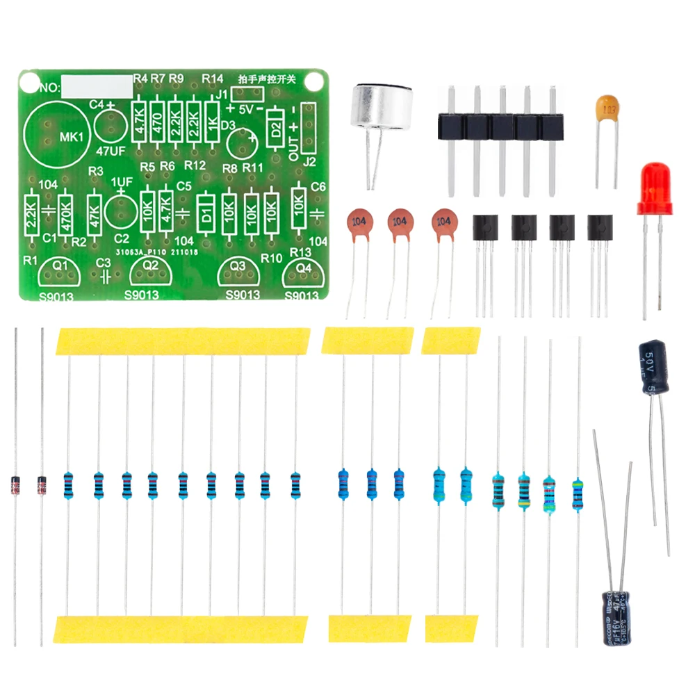 Saklar kontrol Clap akustik elektronik, Kit DIY, Sensor suara, sirkuit elektronik swakriya setelan modul PCB terintegrasi