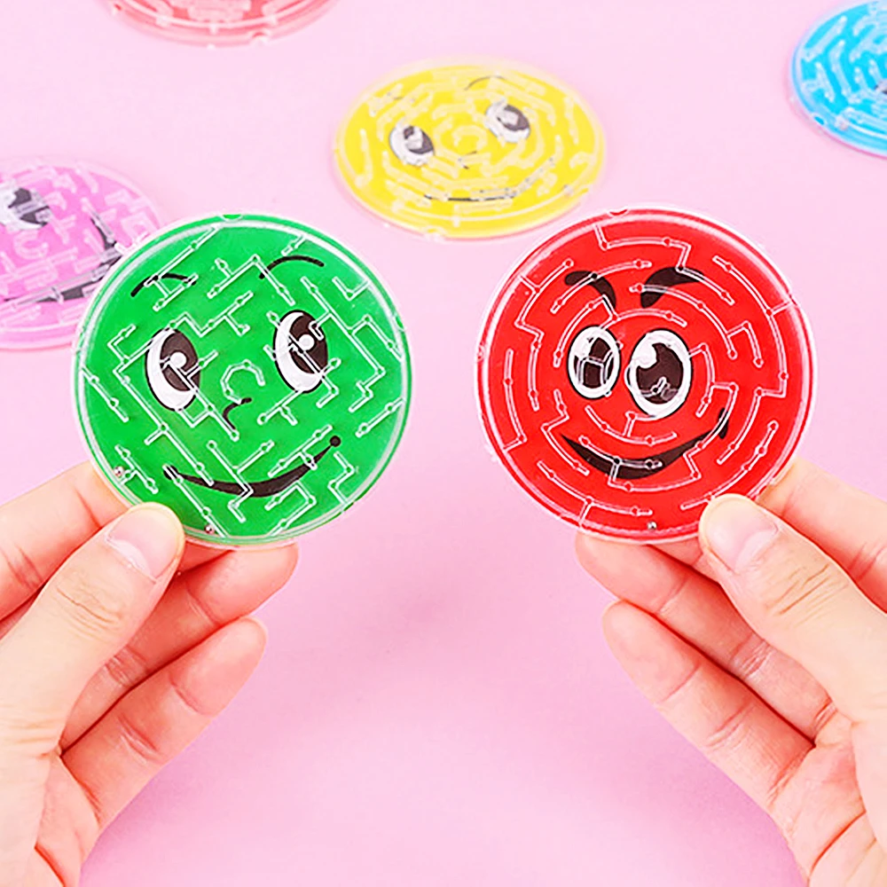 12Pcs Cute Smiley Steel Ball Track Maze Toy for Kids Birthday Baby Shower Gift Pinata Filler Wedding Party Guest Kid Gifts 7x7cm