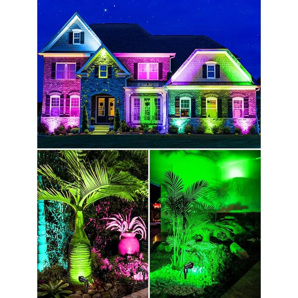 

12W RGB Color Changing Landscape Lights LED Low Voltage Landscape Lighting, Waterproof Garden Pathway Halloween