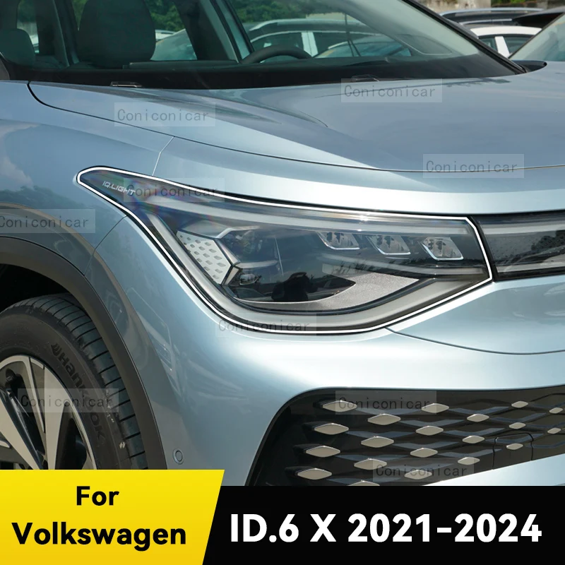 ل Volkswagen ID.6 X 2021-2024 سيارة العلوي الغطاء الواقي فيلم الضوء الأمامي شفافة بولي TPU كشافات الملحقات