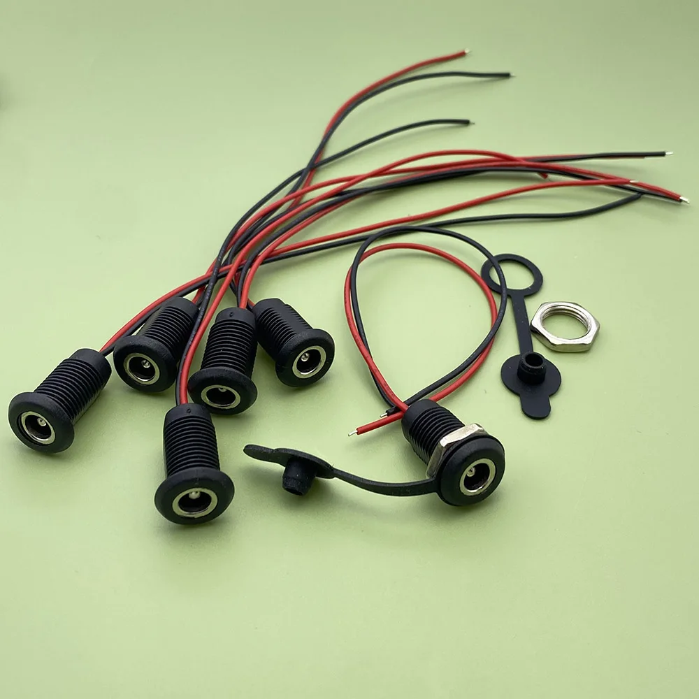 1-10 pcs DC 5.5*2.1mm 2A 24AWG Socket DC Power Supply Jack Socket Plug Female Panel Mount Connector 5.5mm 2.1mm ph2.0 Adapter