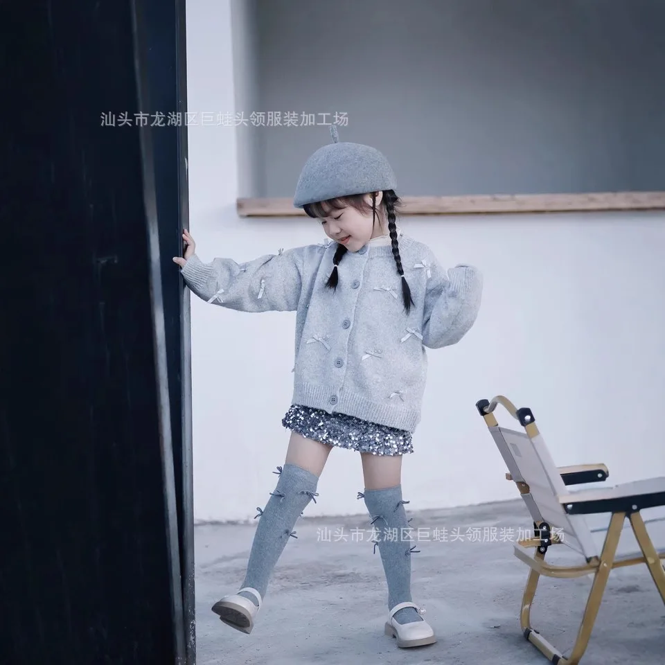 

Girls' autumn sweater jacket autumn and winter knitted cardigan long-sleeved children's 2025 new children's clothing
