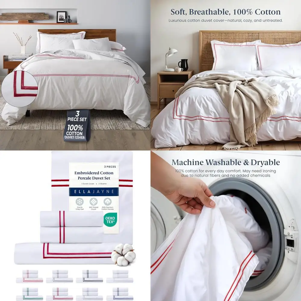 

Комплект пододеяльников Cotton Percale California King, красный дизайн, 1 чехол 106x90 + 2 шама