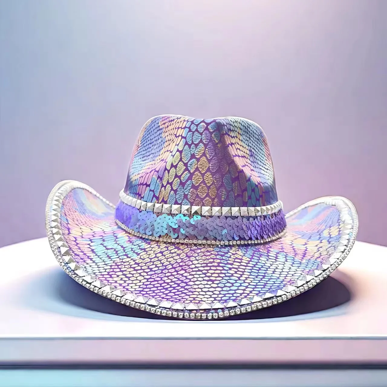 HongLuan Western Violet Luxury Cowboy Hat Rhinestone Woman for Cowgirl Costume, Cowboy Hats Women & Cowboy Accessories for Man