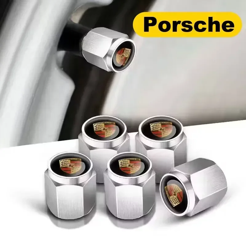 Capuchon de tige d'air de assujetd'opathie de roue de voiture en métal, Porsche Panamera, Macan, Boxster, Cayman, broderie, 911, 718, accessoires de décoration, ensemble de 5 pièces