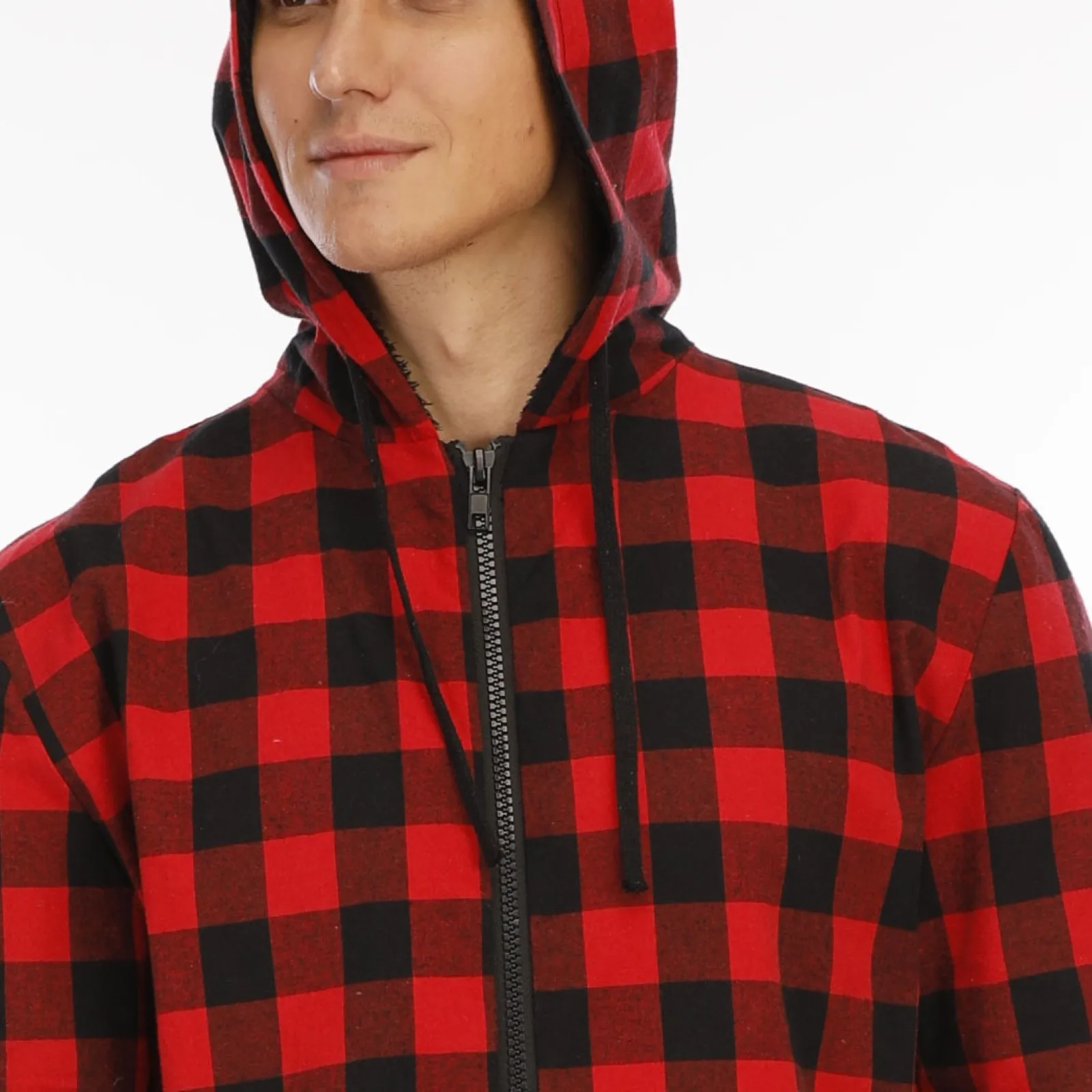 Mens Onesie Jumpsuit Pajamas Long Sleeve Vintage Plaid Jumpsuit Autumn Winter Hoodie Male Zipper Playsuit Male Romper Sleepwear