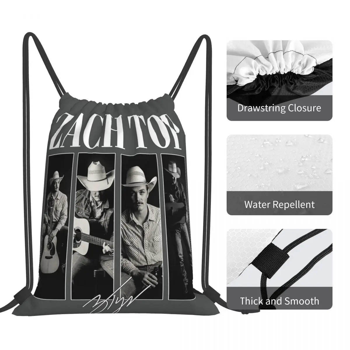 Zach Top Tour Country Music Backpacks Multi-function Portable Drawstring Bags Sports Bag Book Bags For Man Woman Students