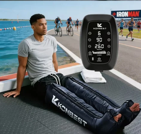 New 8-Chamber Rechargeable Air Compression Recovery Boots Timing Control 30~260mmHg Pressure 10-90 Minute Treatment for Athletes