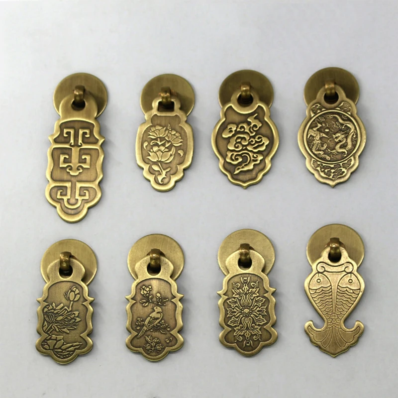 Beicai 1Piece Brass Drop Pendant Knobs Cabinet Door Wardrobe Drawer Single Hole Knob Handles Chinese Style Furniture Pulls