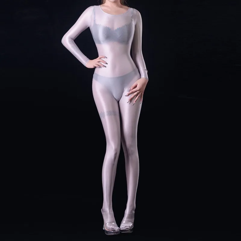 Women Erotic Sexy See Through Bodysuits for Gym Fitness Playsuits Full Wrapping Longsleeve Tops Erotic Sheer Jumpsuit Cloth