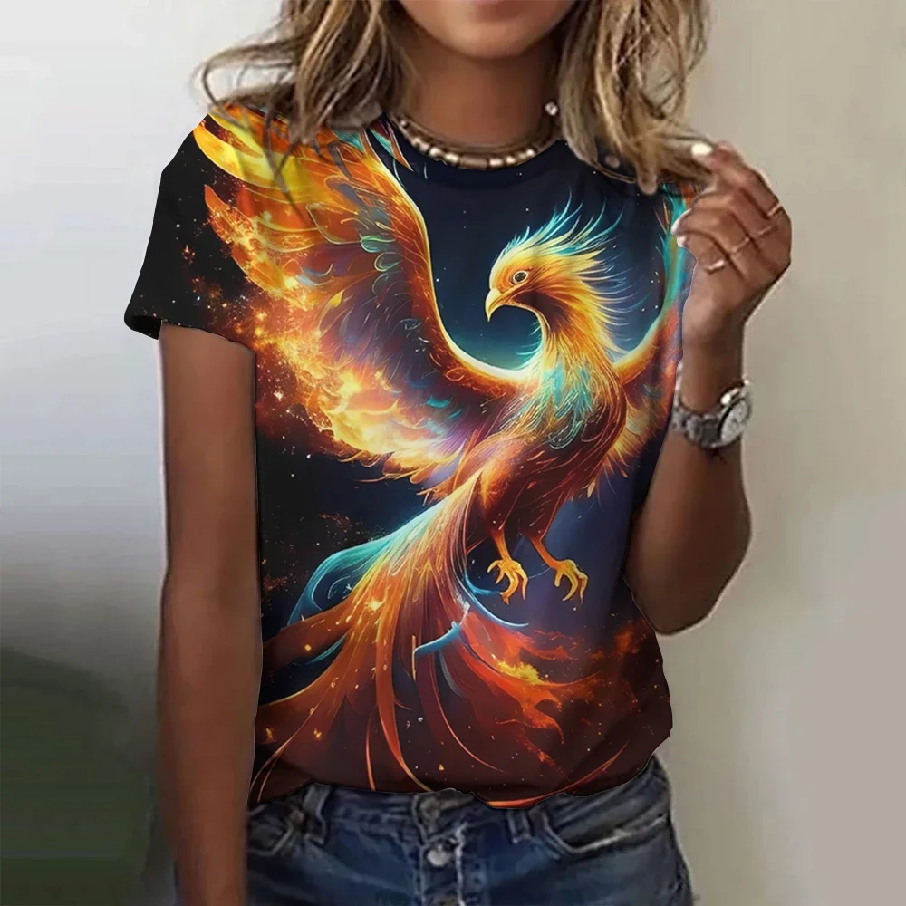 

Summer Phoenix 3D Print T-shirts Women Streetwear Casual Fashion Animal Y2k Short Sleeve T Shirt O-neck Tees Tops Clothing