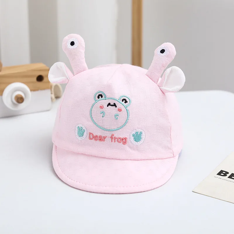 3 Colors Spring Newborn Baby Cartoon Frog Baseball Cap Pink Cotton Infant Hat for Girls Boys Outdoor Sunbonnet Headwear 0-6M