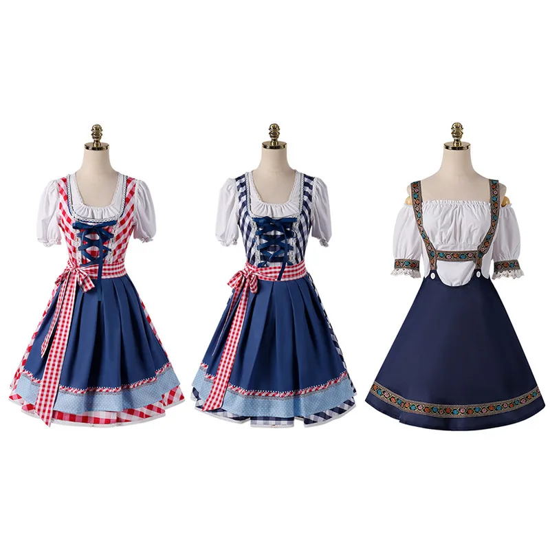 

Новый традиционный женский костюм в баварском стиле для пивного фестиваля (плед, весна)