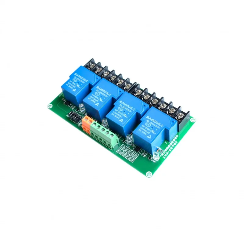 

30A four-channel 4-relay module with 5v optocoupler insulation, supports smart home high and low trigger