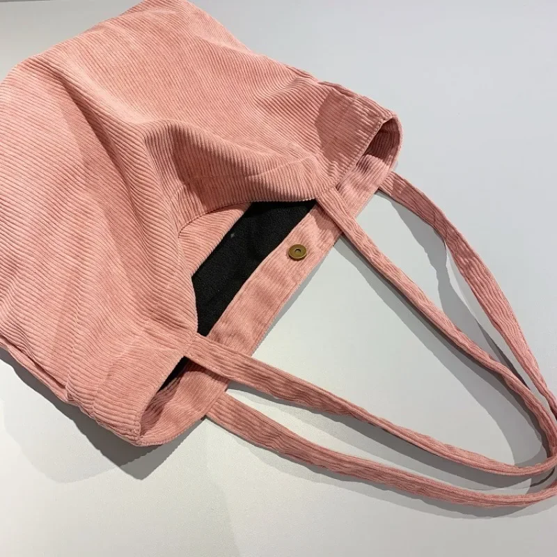 Bolso de mano de pana para mujer y niña, bolsa de compras ecológica reutilizable, de gran capacidad, para invierno