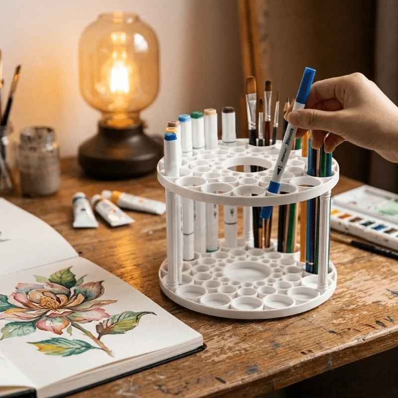Advanced sensory painting pen holder, makeup brush holder, desktop pen holder holder, multi size hole cosmetic brush storage