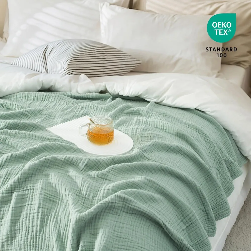 

4-слойные осенние и зимние марлевые пледы для кровати, дивана, мягкое, легкое, дышащее, льняное, хлопковое, муслиновое, одеяло, покрывало