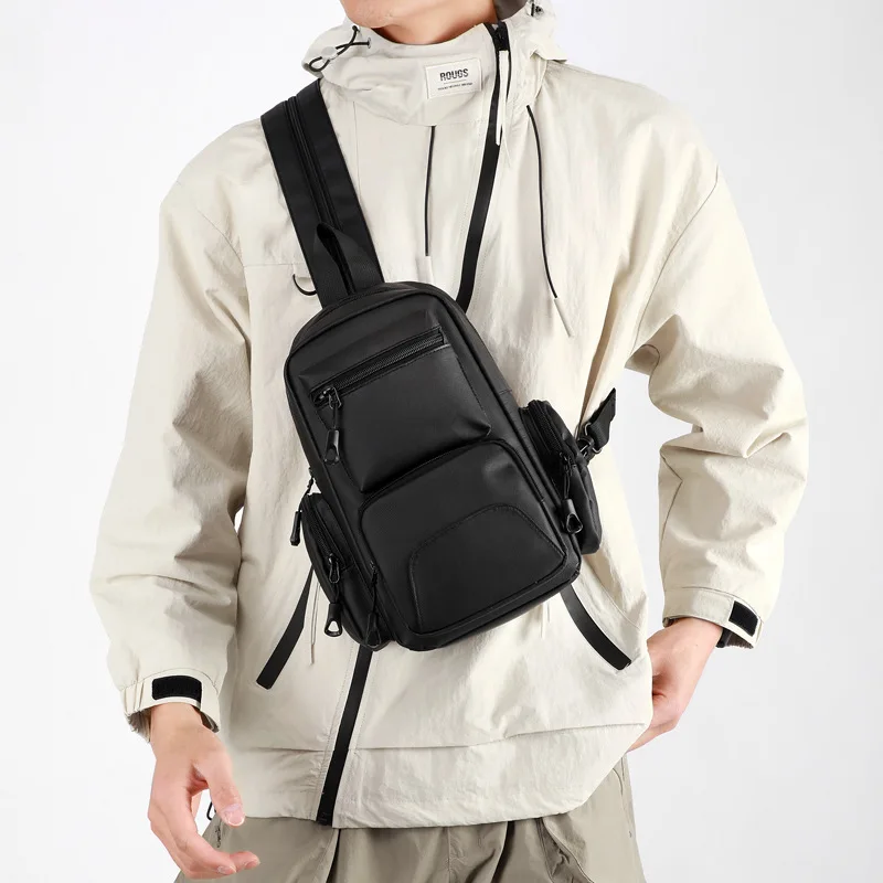 Nova Bolsa de Peito Masculina Casual, Versátil, à Prova d'Água, Grande Capacidade, Multifuncional, Bolsa Transversal