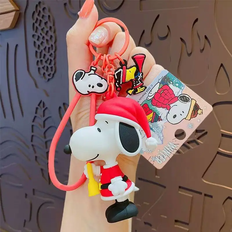 Snoopy การ์ตูนน่ารักสร้างสรรค์รองหยวนคู่พวงกุญแจส่วนบุคคลอะนิเมะตัวละครตุ๊กตากระเป๋าเป้สะพายหลังจี้ของขวัญ
