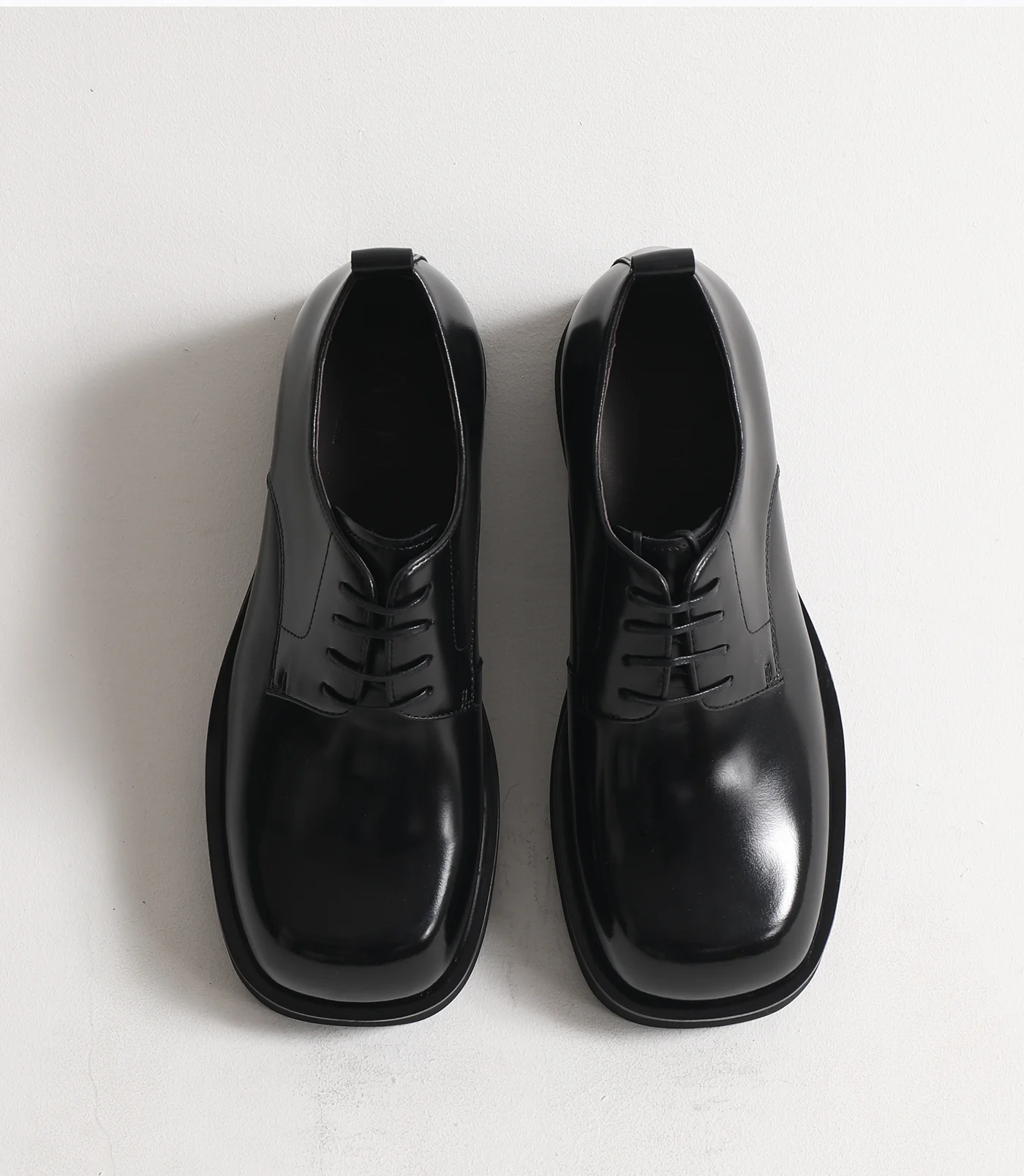 

2025 High-end Square Head Men's Leather Thick Sole Heightening Versatile Business Casual Leather Shoes Bright Leather