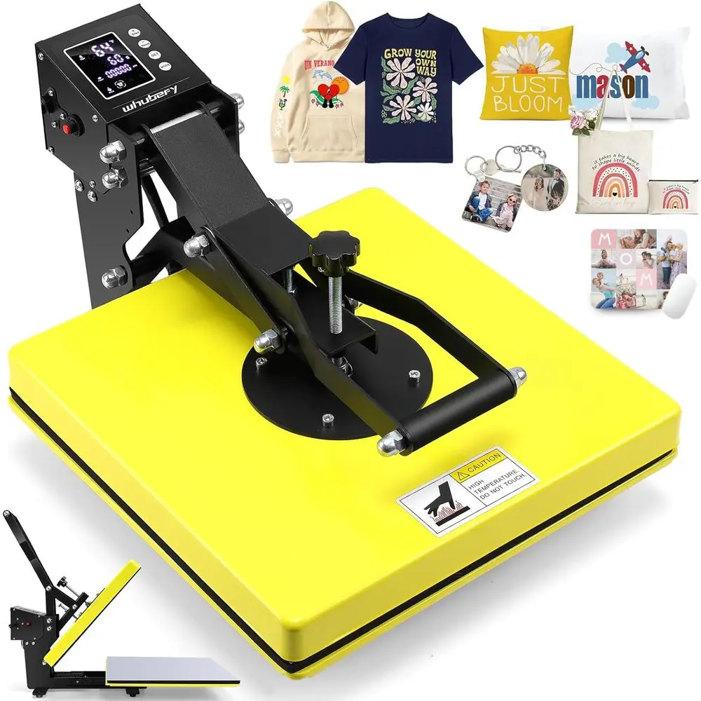 

15x15 Slide Out Clamshell Heat Press Machine for T-Shirts, Bags, Mouse Pads & More, Dual-Tube Fast Heating, Digital Industrial S