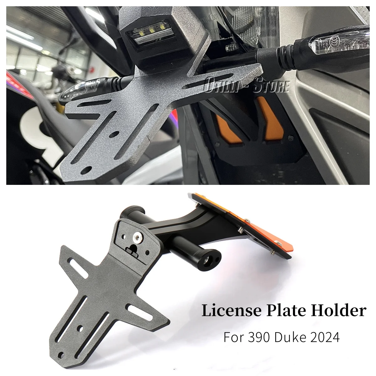 

For Duke 390 390Duke 390 DUEK 2024 Motorcycle License Plate Holder Motocross Number Bracket Registration Frame Moto Accessories