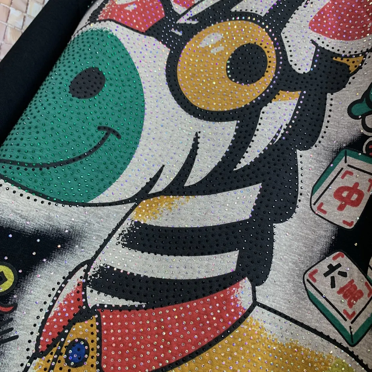 Trendy Brand Fashion Heavy-duty Full Diamond Cute Zebra Cartoon Age-reducing Loose Short-sleeved T-shirt Top Oversized T Shirt