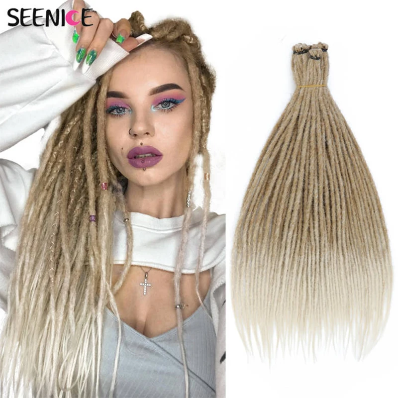 

Handmade Dreadlock Synthetic Extensions Straight Crochet Braiding Natural Hair For Afro Women And Men Ombre Black Brown SEENICE