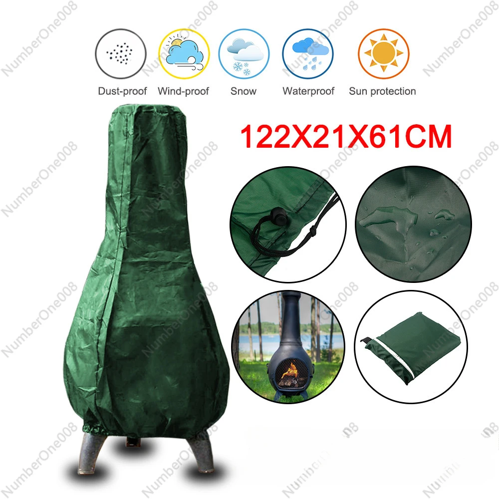 Cross-border Hot Sale, Amazon Popular Chiminea Cover Outdoor Stove Cover, Green 210D Polyester