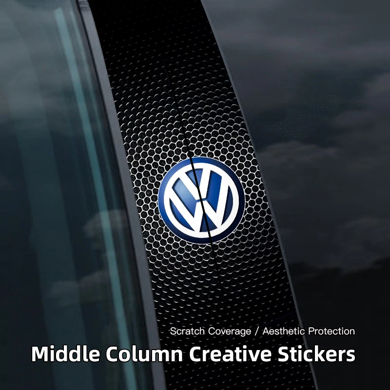 2Pcs PET Car Center Pillar Protective Film Anti-scratch Sticker Decal For Volkswagen GTI Magotan ID.3 Amarok T5 Phaeton Teramont