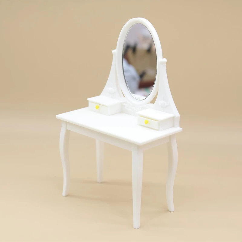 Tocador blanco para casa de muñecas, Mini casa de muñecas de simulación, decoración de escena de estar, accesorios de modelo, 1/12, 1 ud.