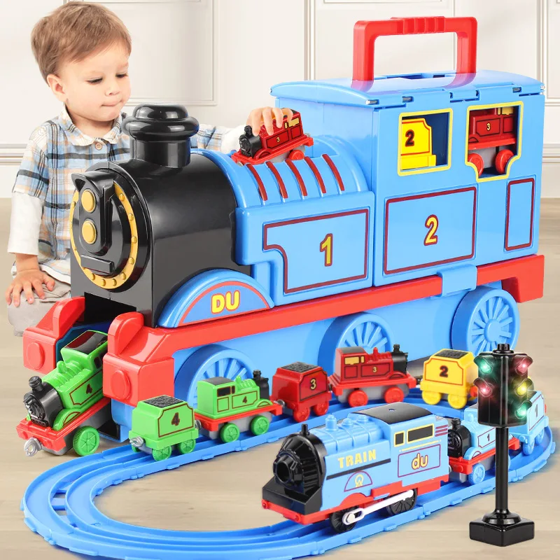 Rail train suit combination train track Orbital Set Big Size Train Storage Box Die casting alloy model Children toy Gift