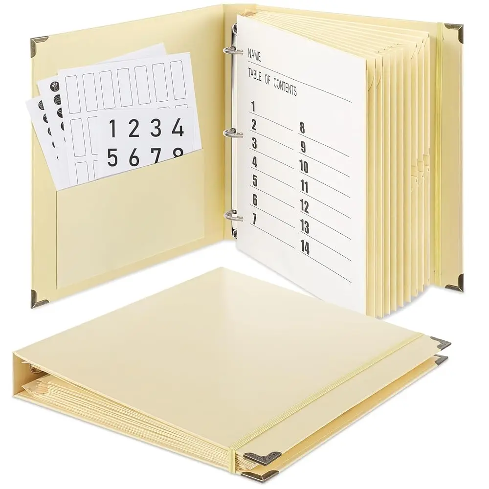 

3 Rings in Case I Die Binder Important Document Organizer with Labels, Life Pockets Organizer Expanding File Folder for Fami