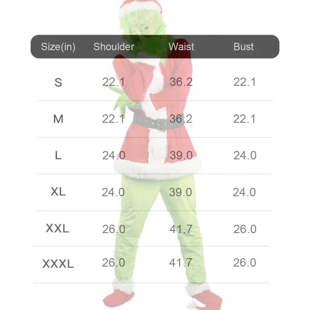 Рождественские семейные костюмы для косплея Grinchy Green Monster, милый наряд для ролевых игр, комбинезон для дня рождения, пижама на Хэллоуин