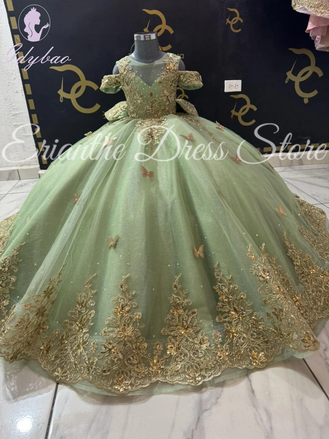 

Flower Girl Dress For Wedding Tulle Puffy With Butterfly Applique Lace Child First Eucharistic Birthday Party Dress Customized