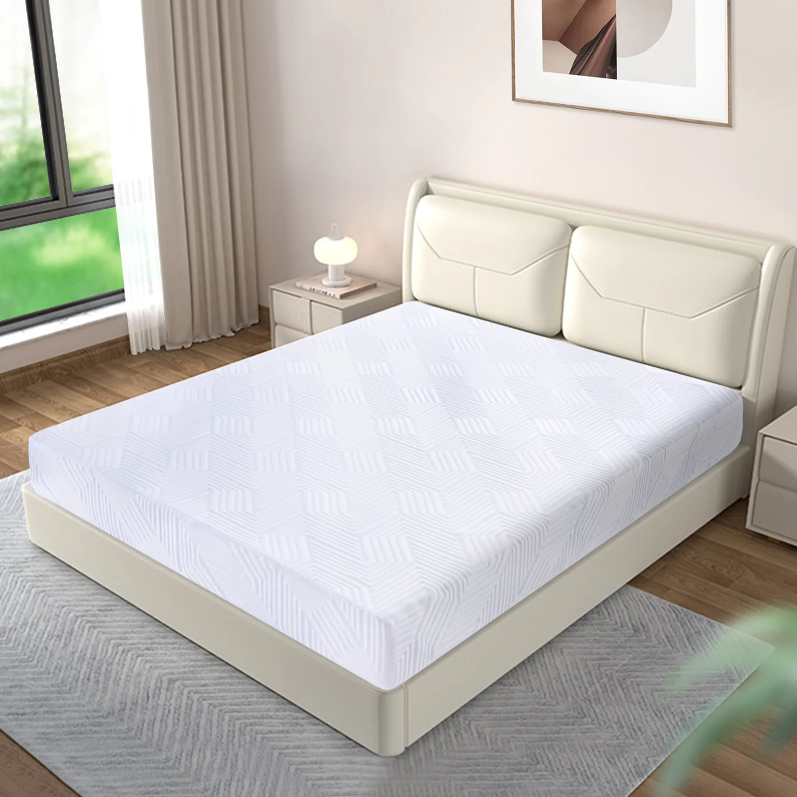 

5"6" Non-Slip Memory Foam Home Hotel Mattress, Fiberglass free, Medium Firm Feel, Zoned Pressure Relief, Certified Safe Foams