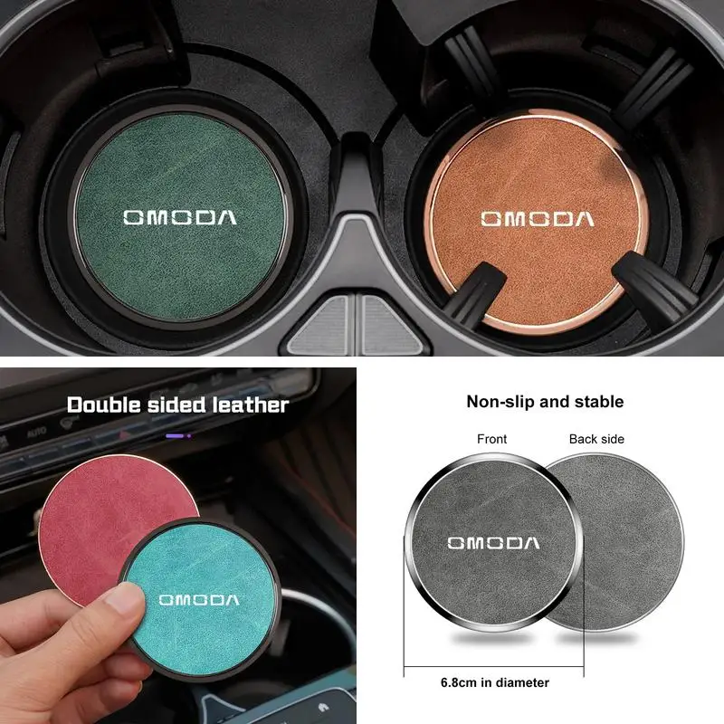 Omoda Leather Car Cup Holder Coaster Non Slip Waterproof Cup Mat For Chery Tiggo7 Tiggo8 Tiggo9 Omoda C5 C9 Jaecoo J7 J8 Jetour