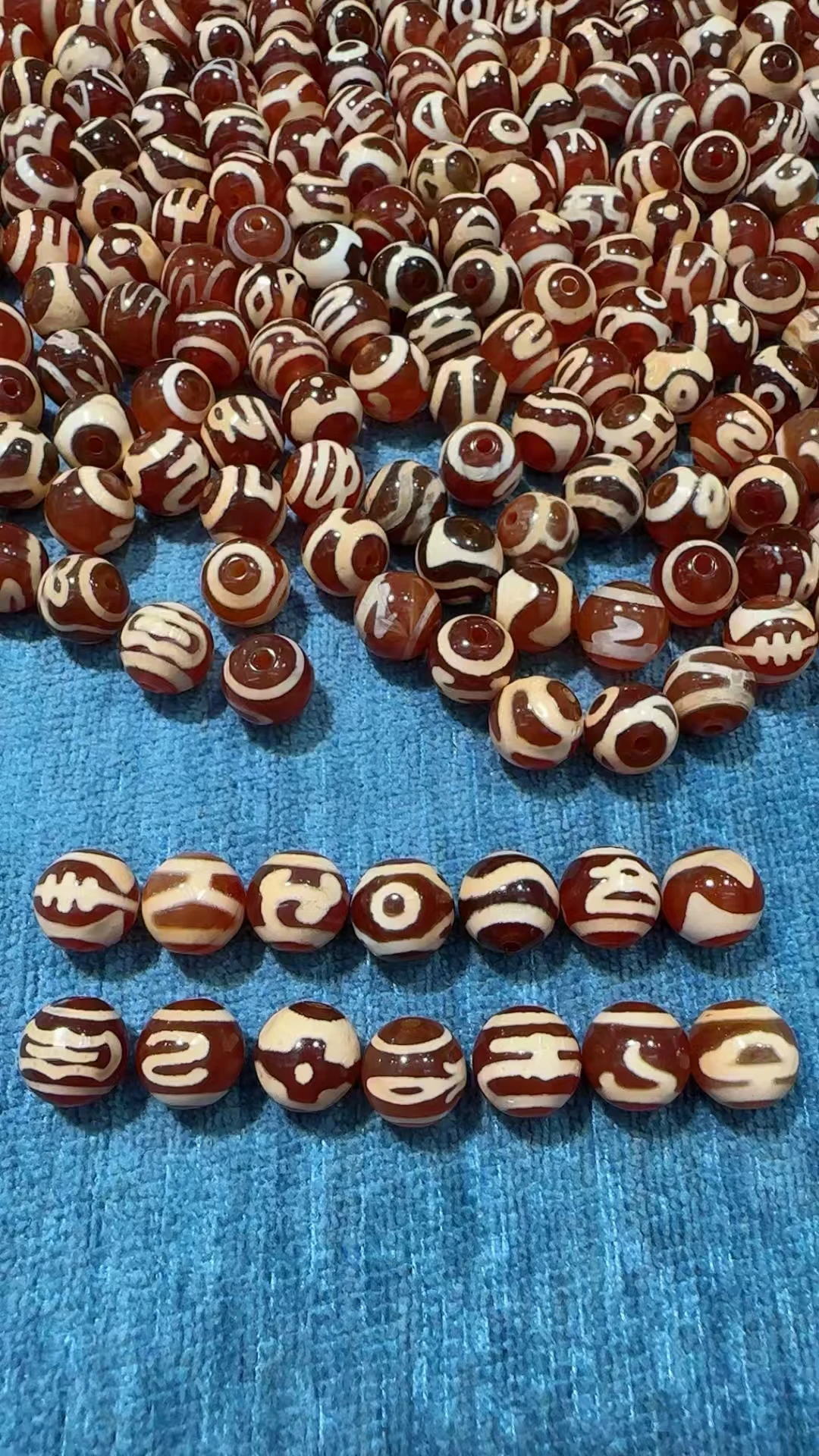 

100pcs/lot 10mm round Red color Tibetan Dzi Beads different Patterns High Quality DIY Men's&Women's Amulet Bracelets Necklaces