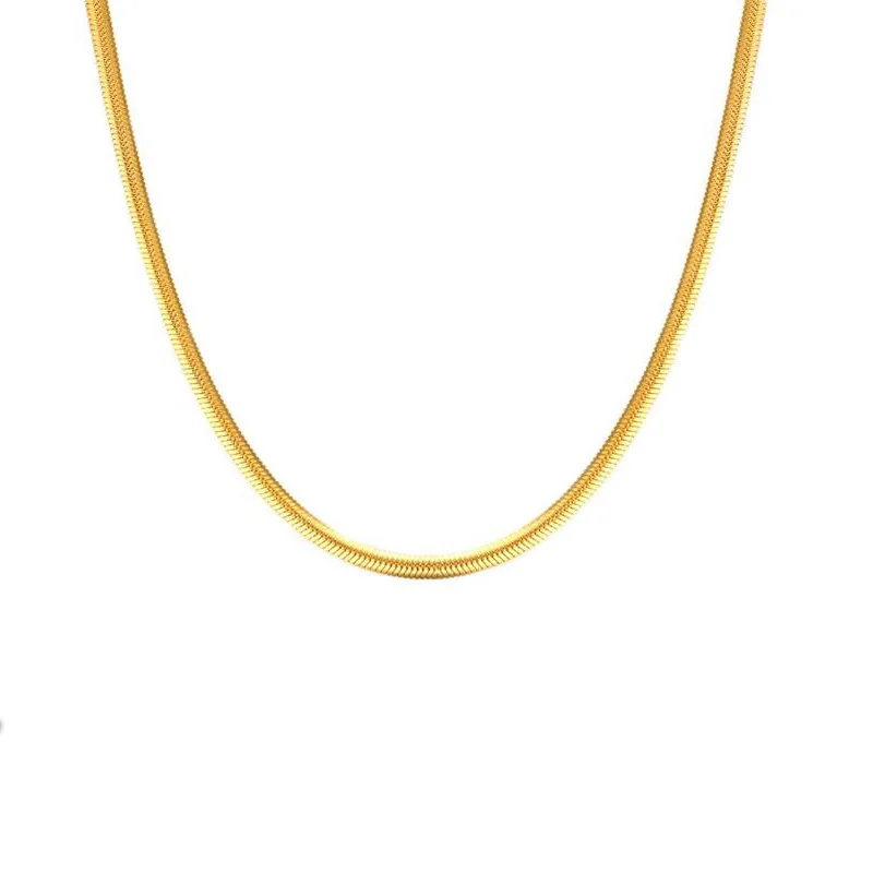 20inch Gold-Color Stainless Steel Chain Necklace For Men Women Snake/Box/Hanging/Curb/Flat/Twist  Link Wide 3mm/6mm